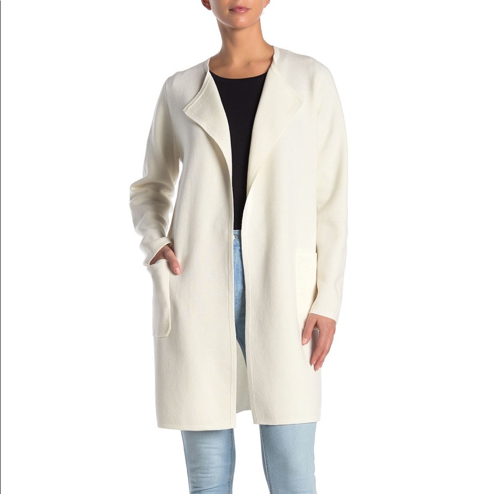 J Crew Juliette Collarless Sweater Blazer in Ivory